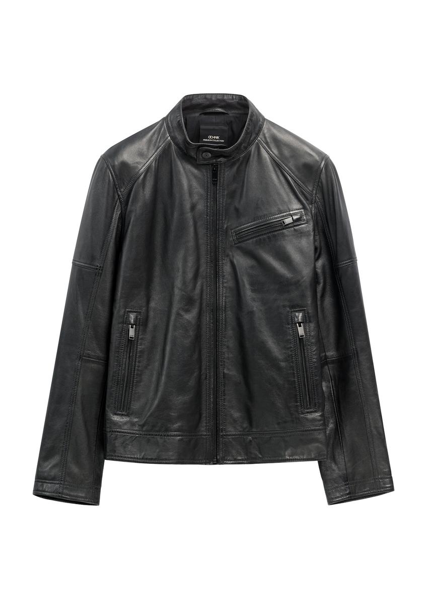 Black men's leather jacket KURMS-0400-99(W26)