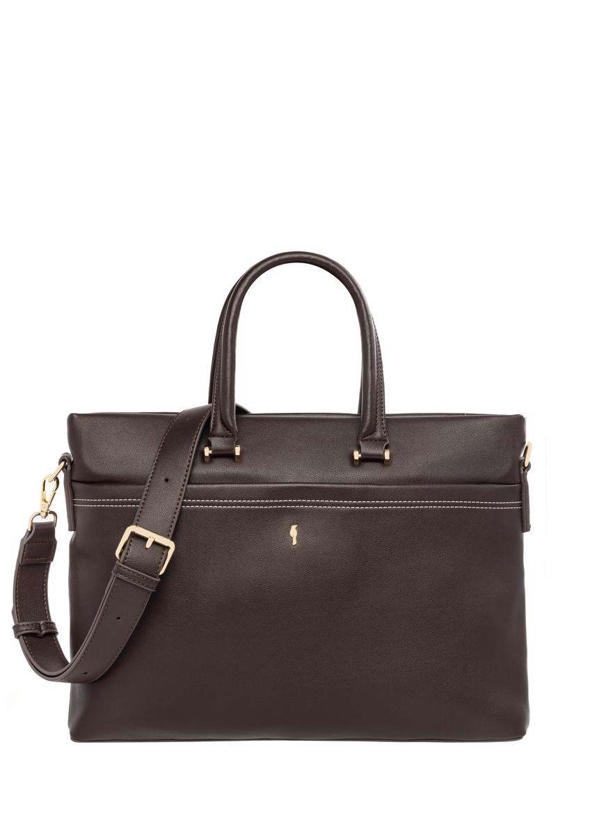 Brown women's briefcase TOREC-1372-1H(Z26) - front product view, on white background.