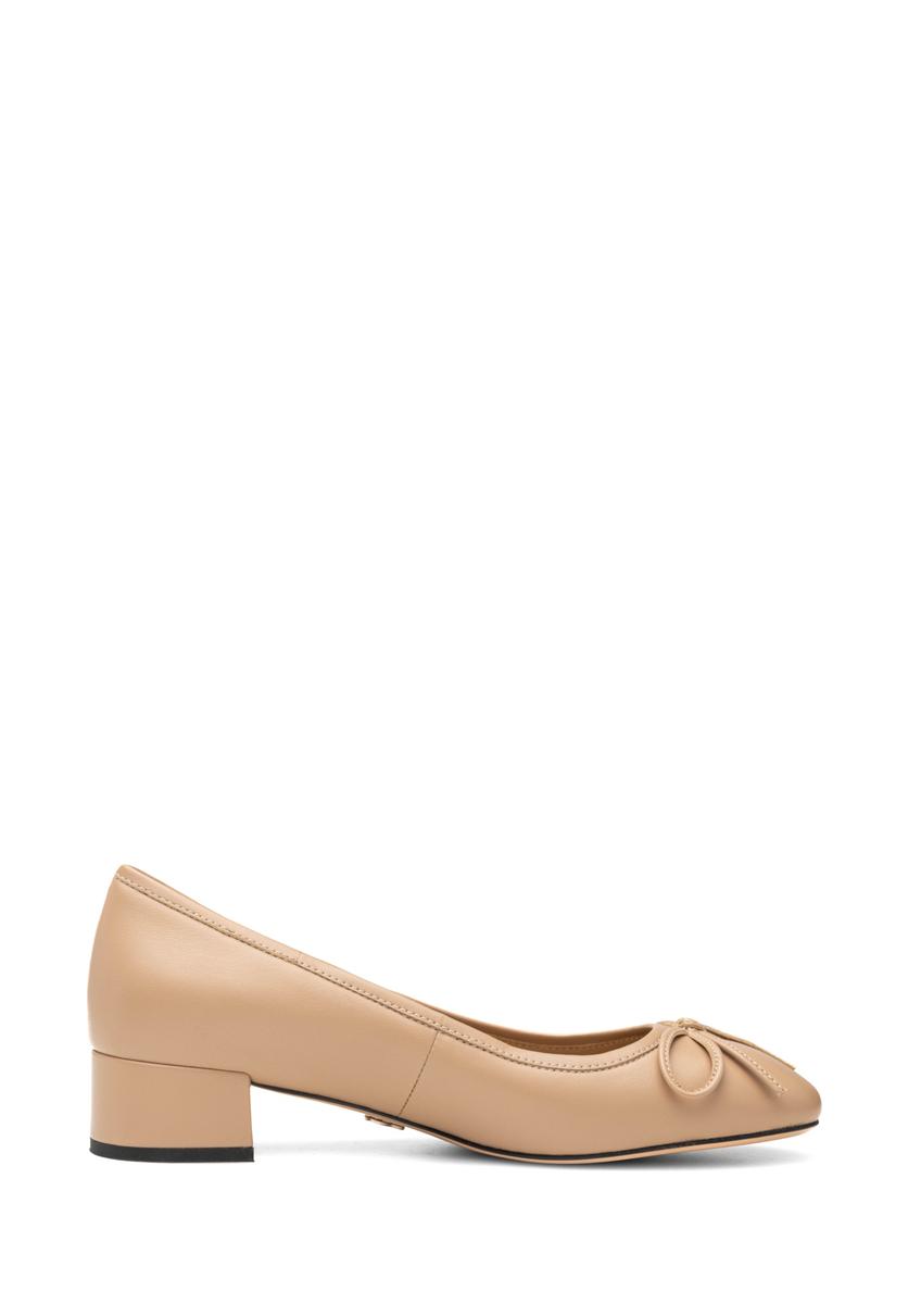 Beige leather women's pumps BUTYD-1239-1B(W26)