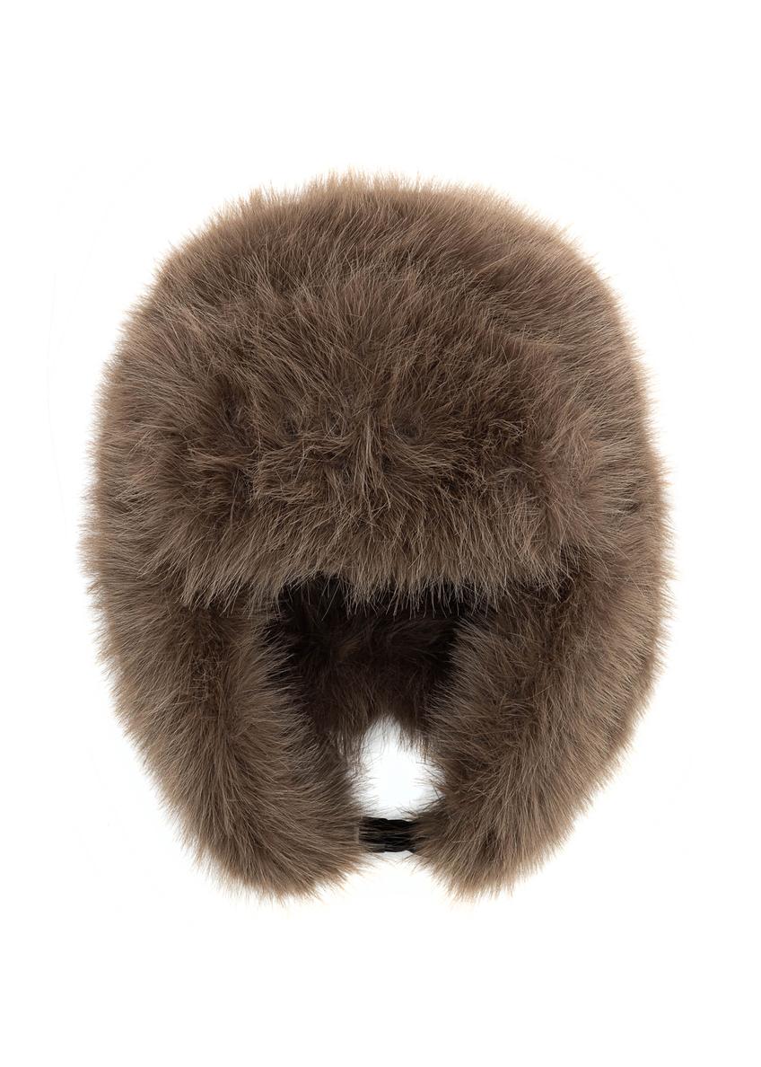 Brown women's earflap hat CZADF-0047-89(Z25) - front product view on white background.