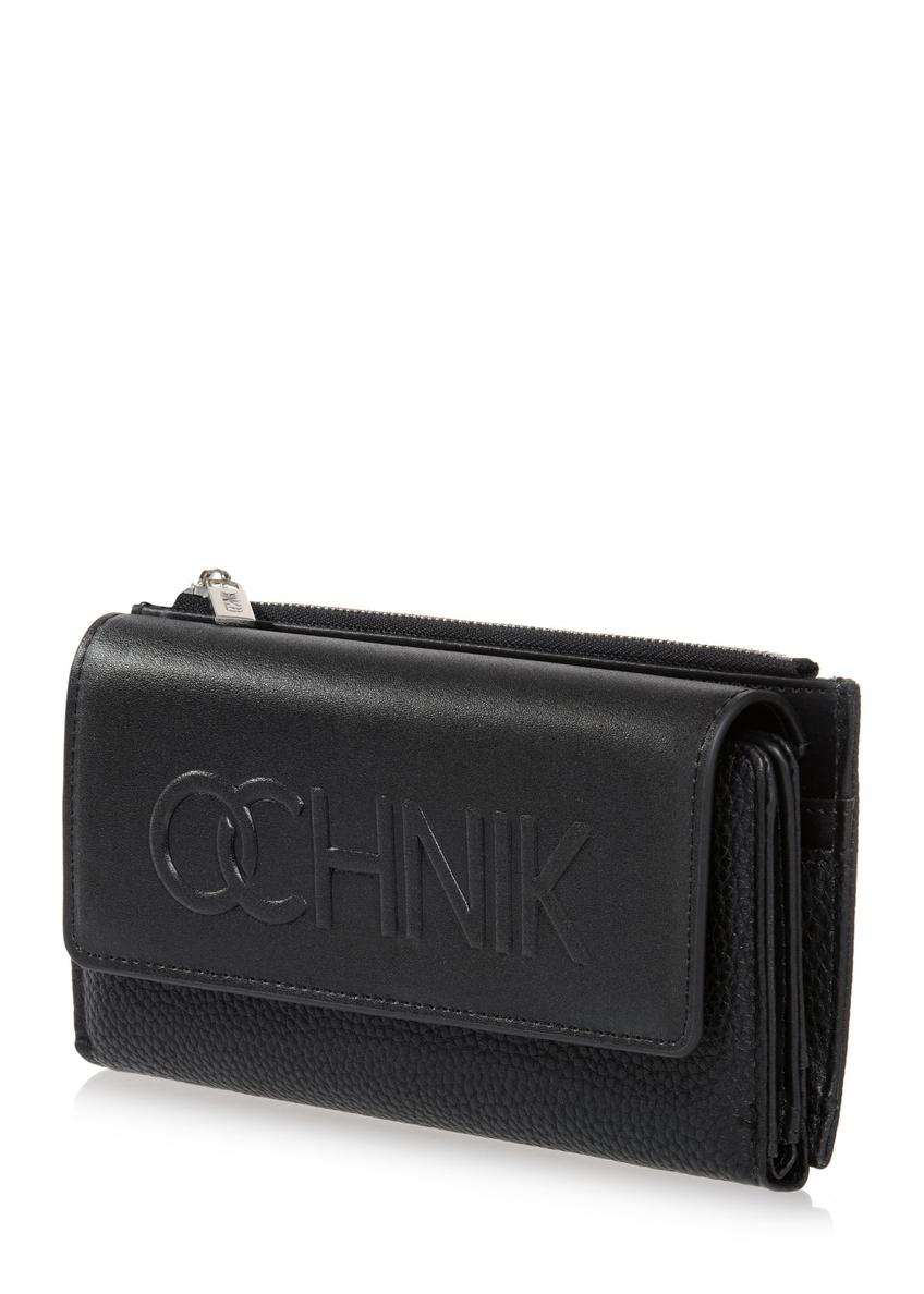 Large black women's wallet with logo POREC-0343A-99(Z25)
