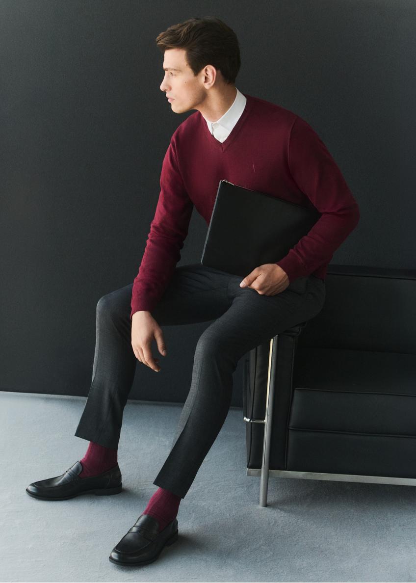 Burgundy men's sweater with logo SWEMT-0159A-49(Z25)