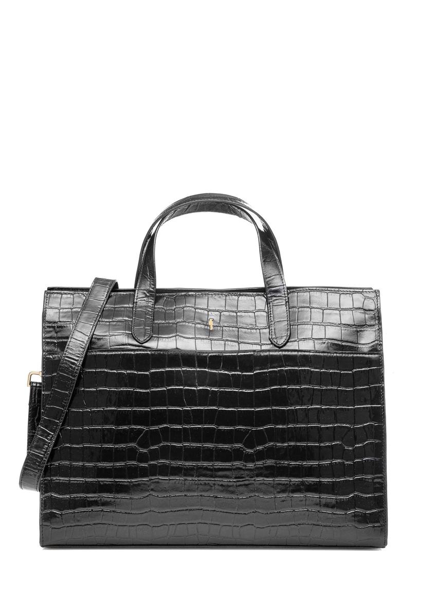 Black large croco leather handbag TORES-1132-9G(Z26)