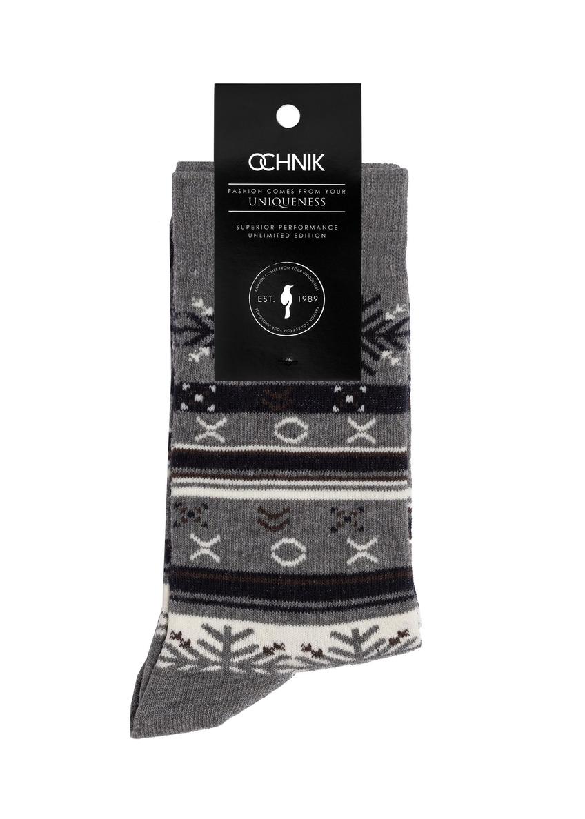 Men's grey Christmas socks SKAMT-0181-91(Z24)