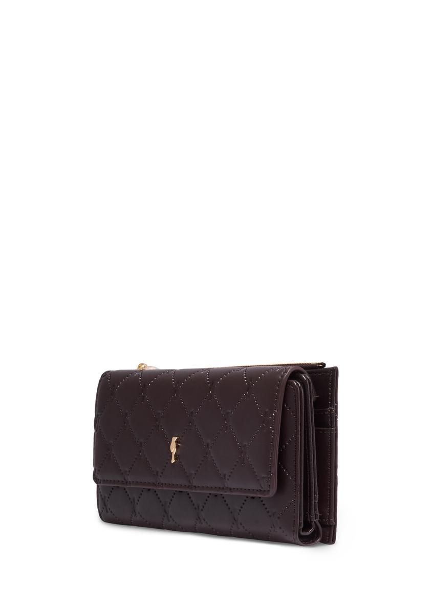 Large brown women's wallet with monogram POREC-0347A-1A(Z26)