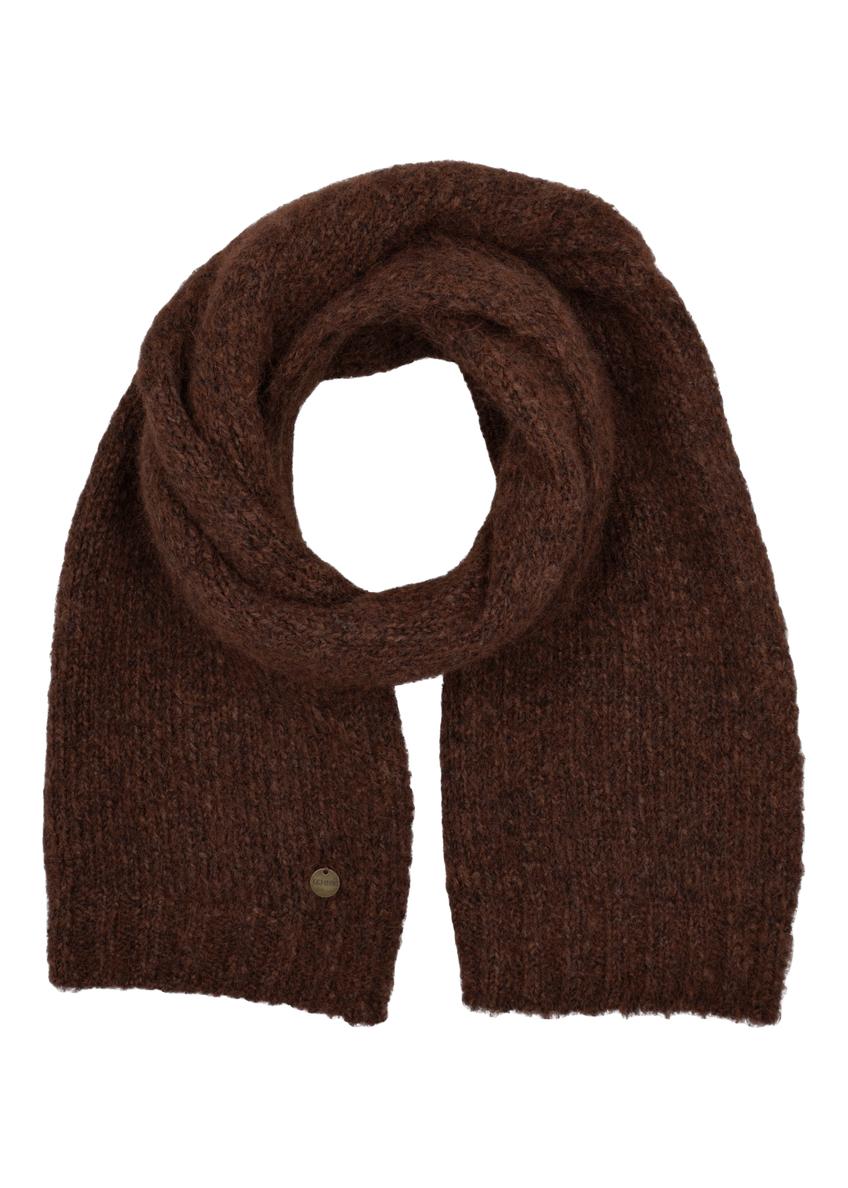 Brown women's scarf with wool SZADT-0227-1I(Z26), front product view on white background.