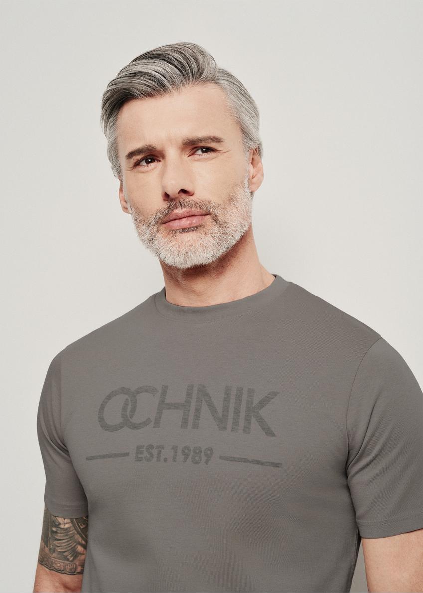 Grey men's T-shirt with logo TSHMT-0095-66(W24)