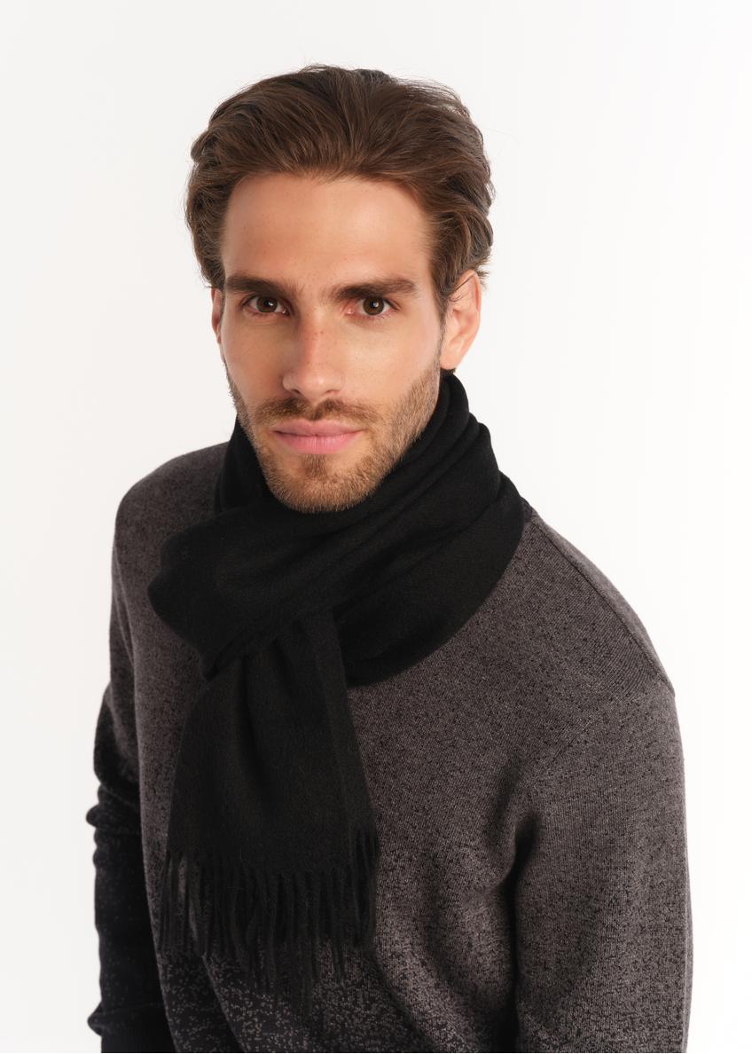 Men's black wool scarf SZAMT-0034-99(Z24)-01