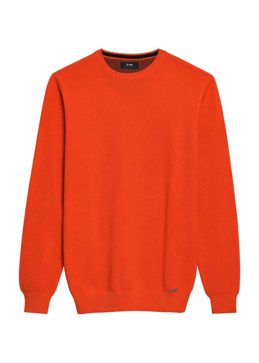 Orange men's sweater SWEMT-0181-30(Z25)