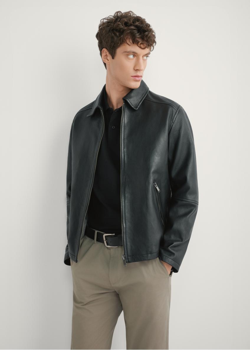 Men's black leather jacket KURMS-0363-99(W26)