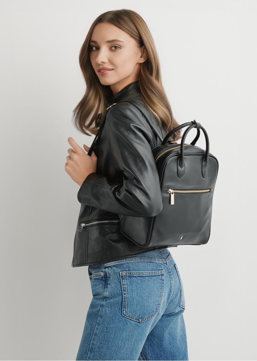 Black women's imitation leather backpack TOREC-1129-99(W26)