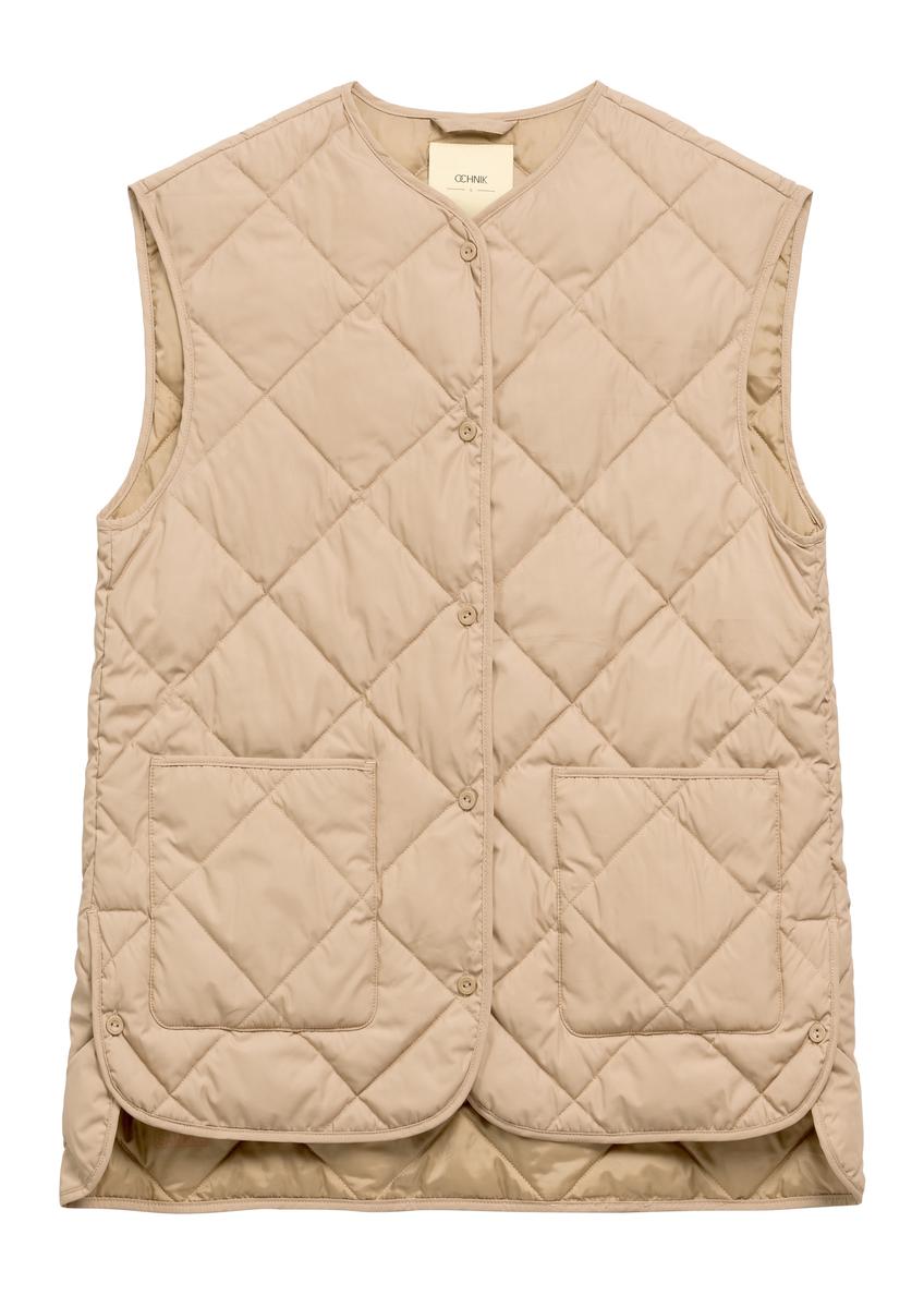 Beige quilted women's vest KAMDT-0035-1C(W26)