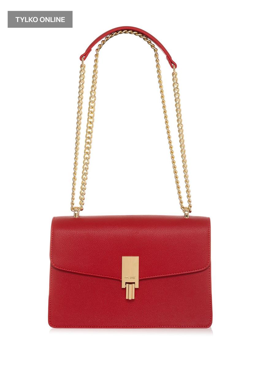 Red women's handbag on a chain TOREC-1023-42(W25)