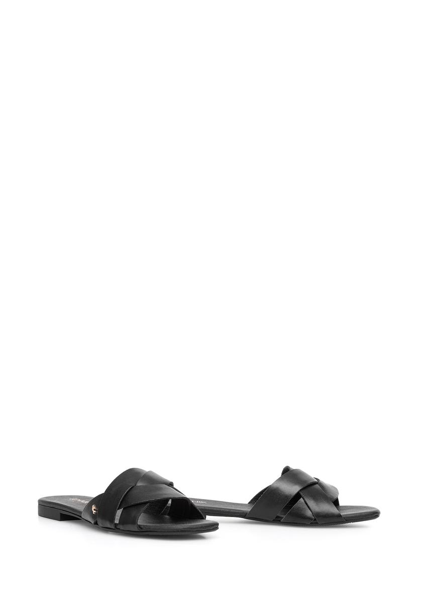 Women's leather flip-flops in black BUTYD-1159-99(W25)