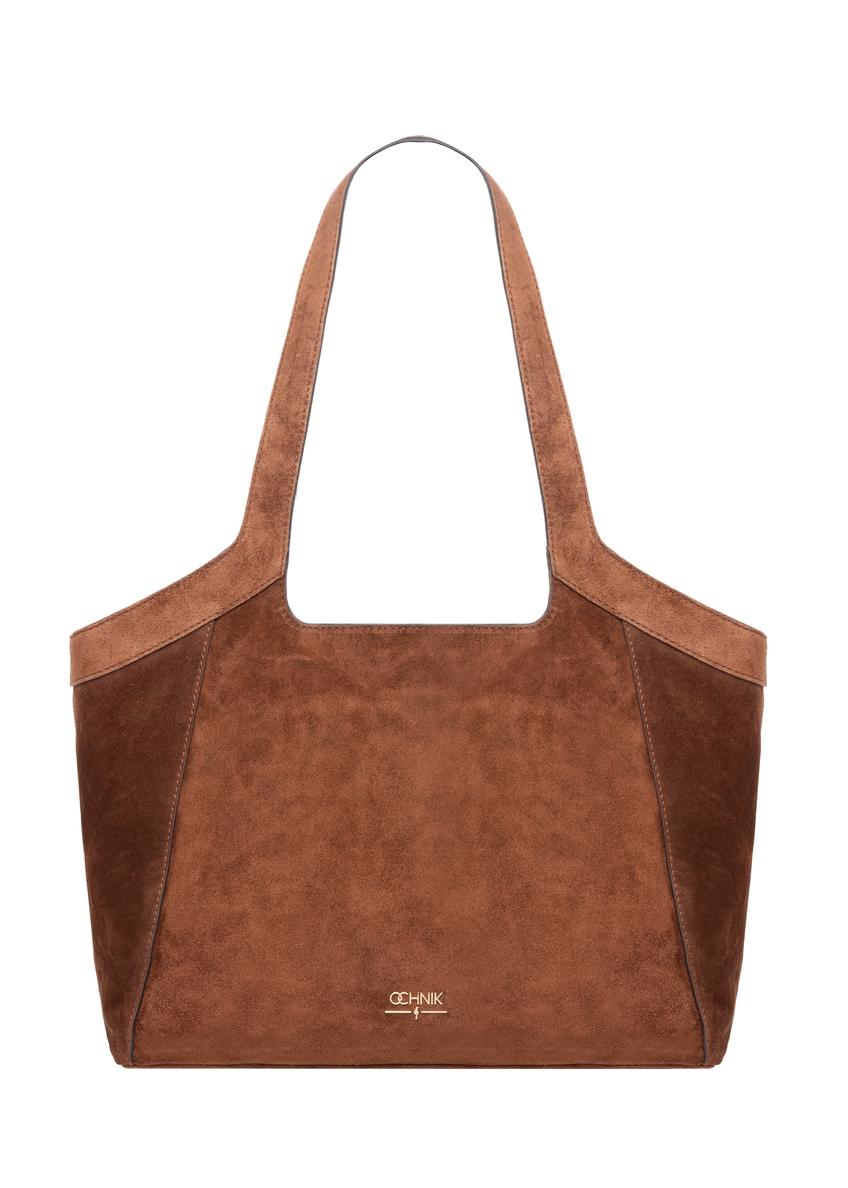 Cognac suede large women's handbag TORES-1169-1F(W26)