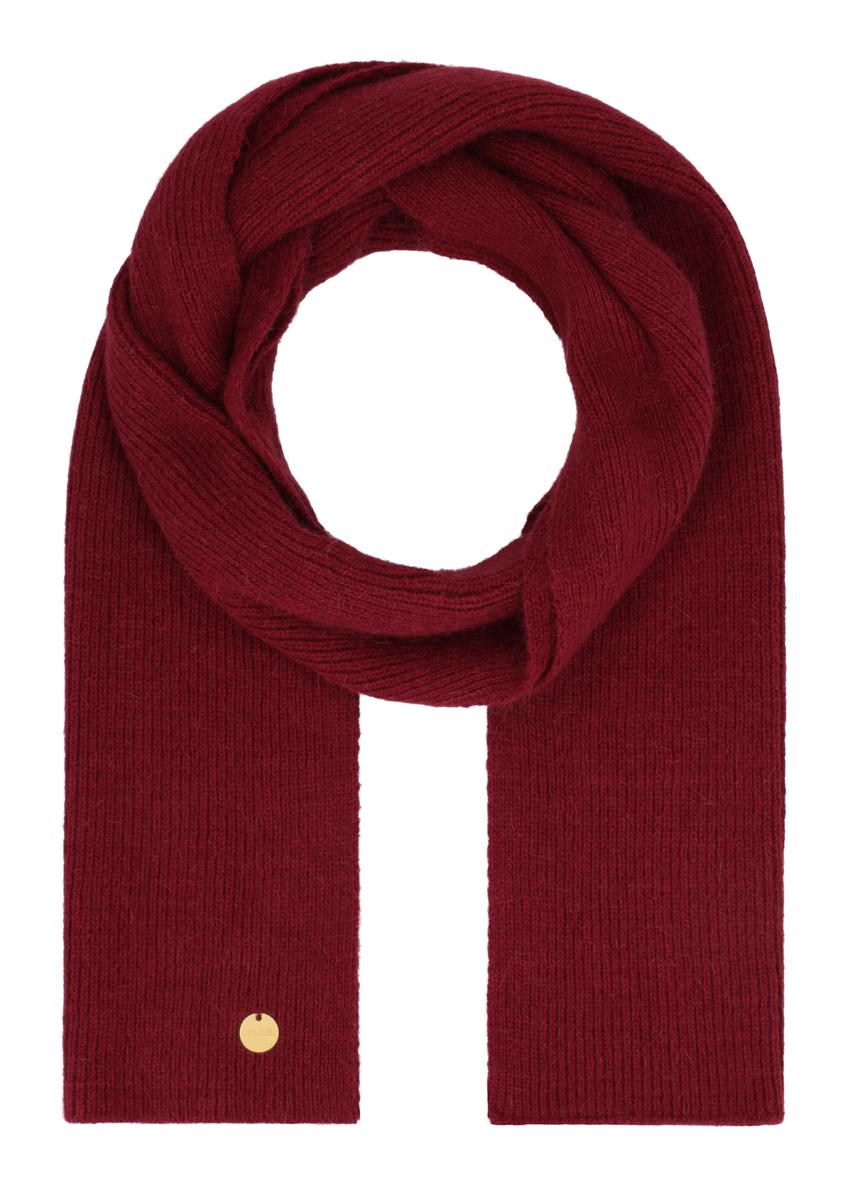 Burgundy women's viscose scarf SZADT-0222-4D(Z26), front product view on white background.