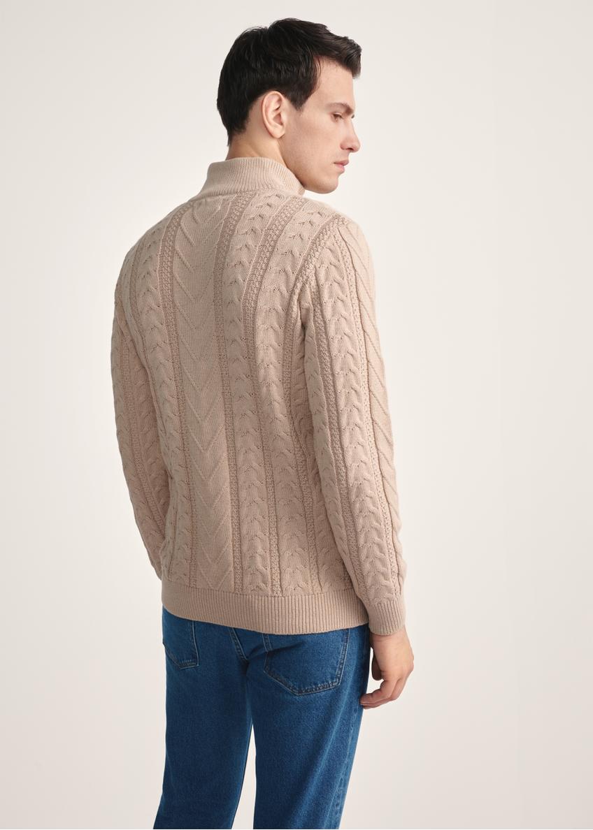 Beige men's sweater with zipper SWEMT-0180-81(Z25)