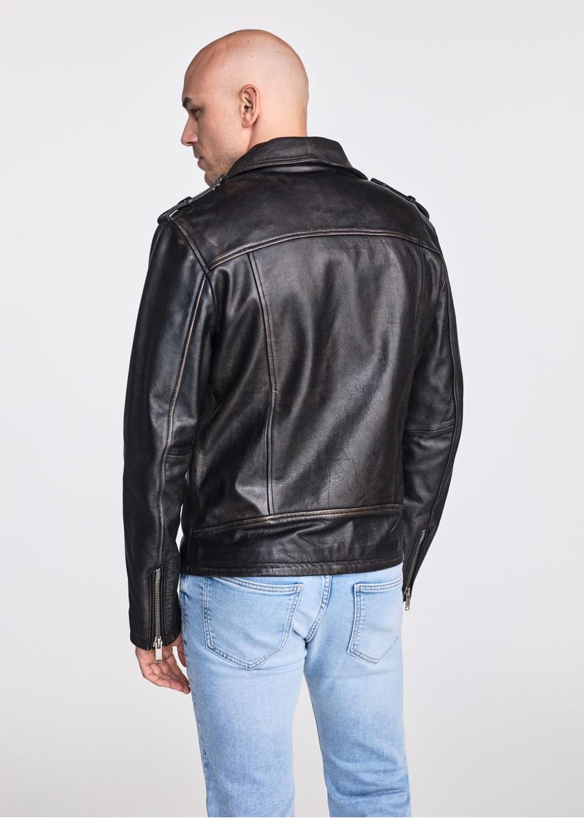 Men's black leather jacket vintage KURMS-0367-2802(W25)