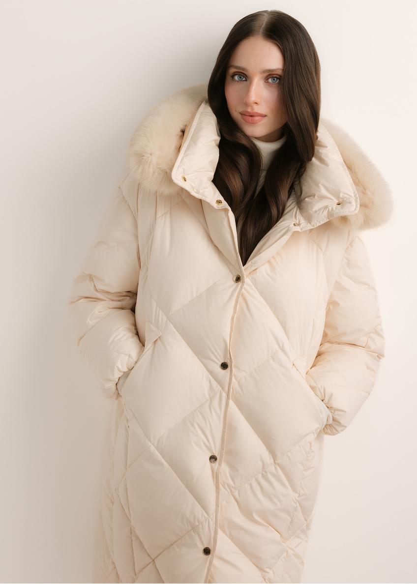 Women's cream winter jacket KURDT-0708-0C(Z26)