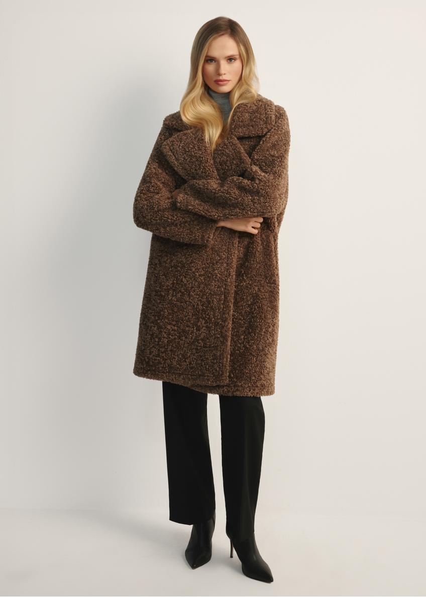 Brown women's fur coat FUTDP-0063-89(Z25)
