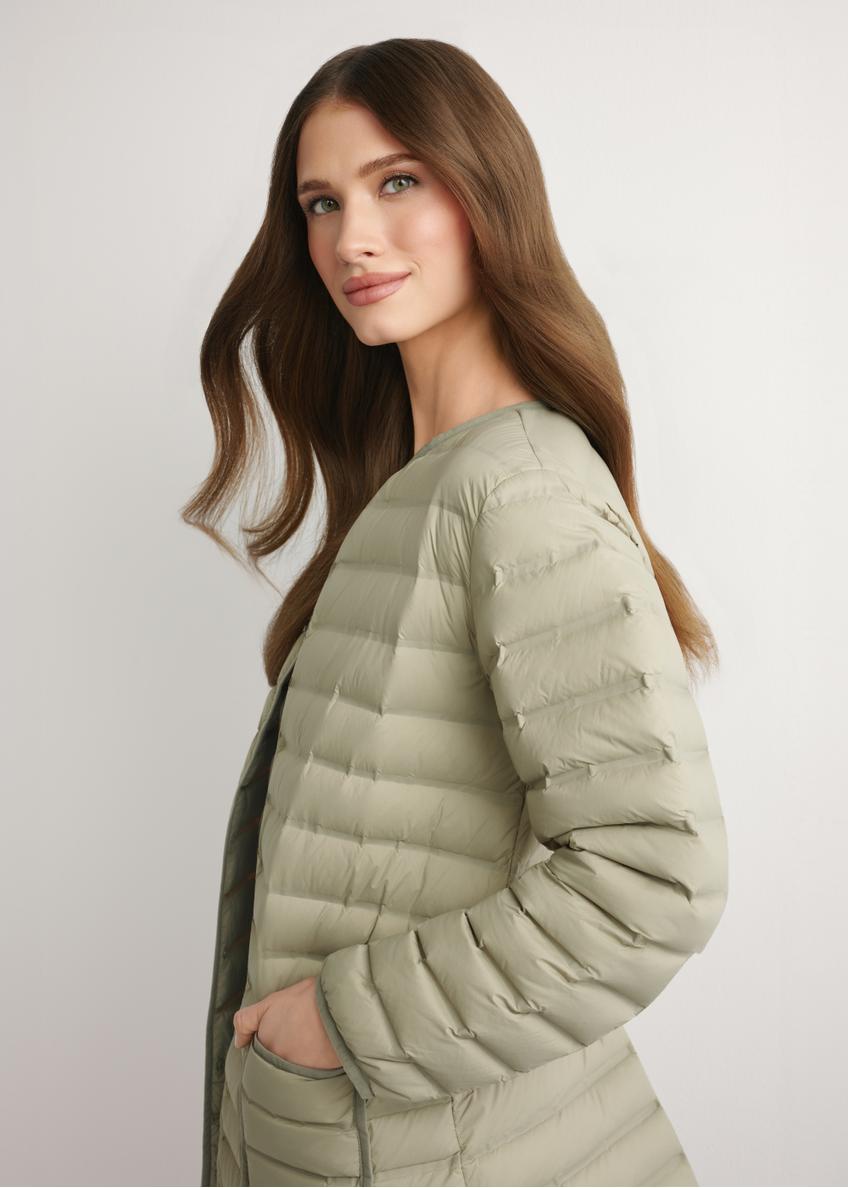 Women's olive jacket with natural insulation KURDT-0636-8E(W26)