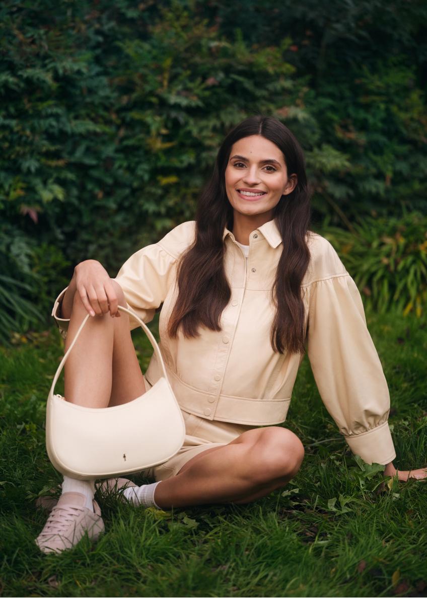 Light yellow women's leather jacket KURDS-0574-2A(W26)