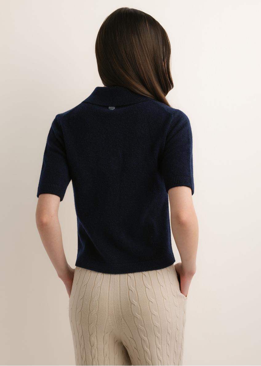 Dark navy blue woolen women's sweater BLUDT-0222-7E(Z26)
