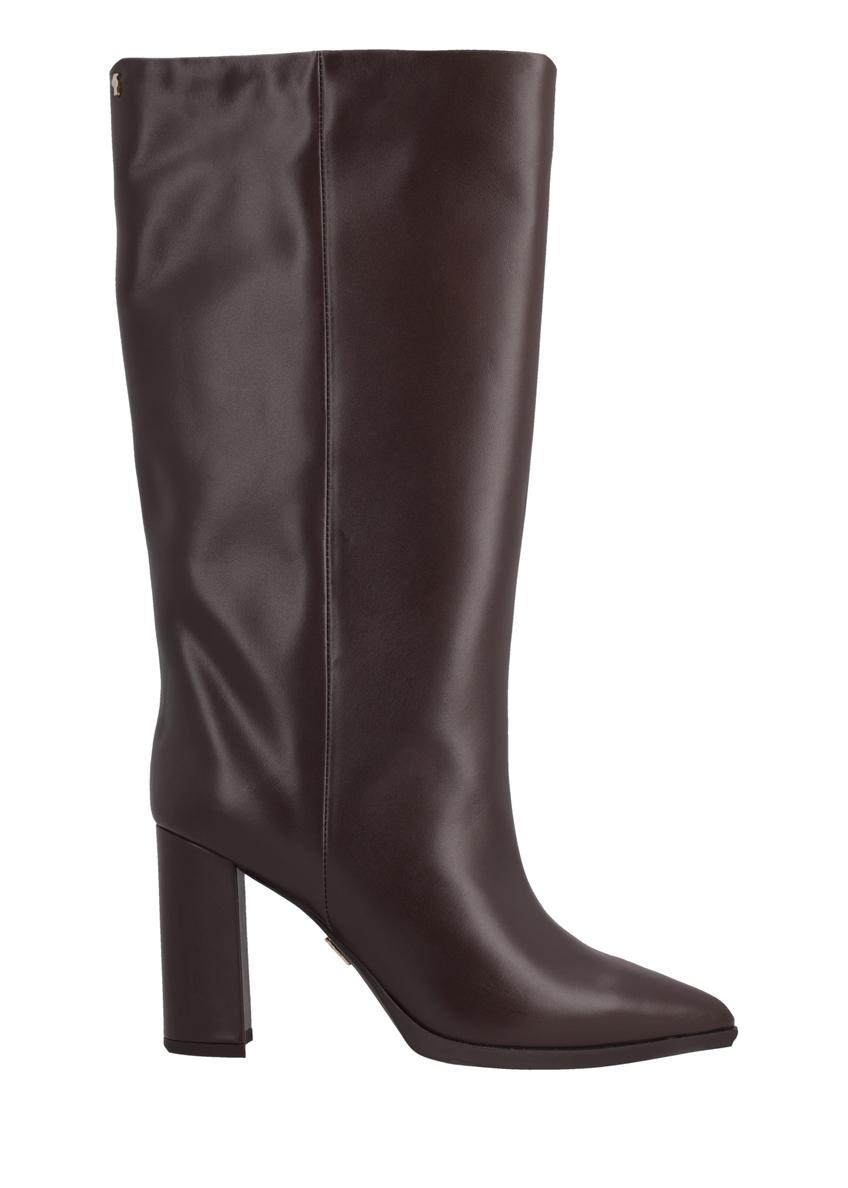 Dark brown leather women's boots BUTYD-1334-1I(Z26), side view of the product on a white background.