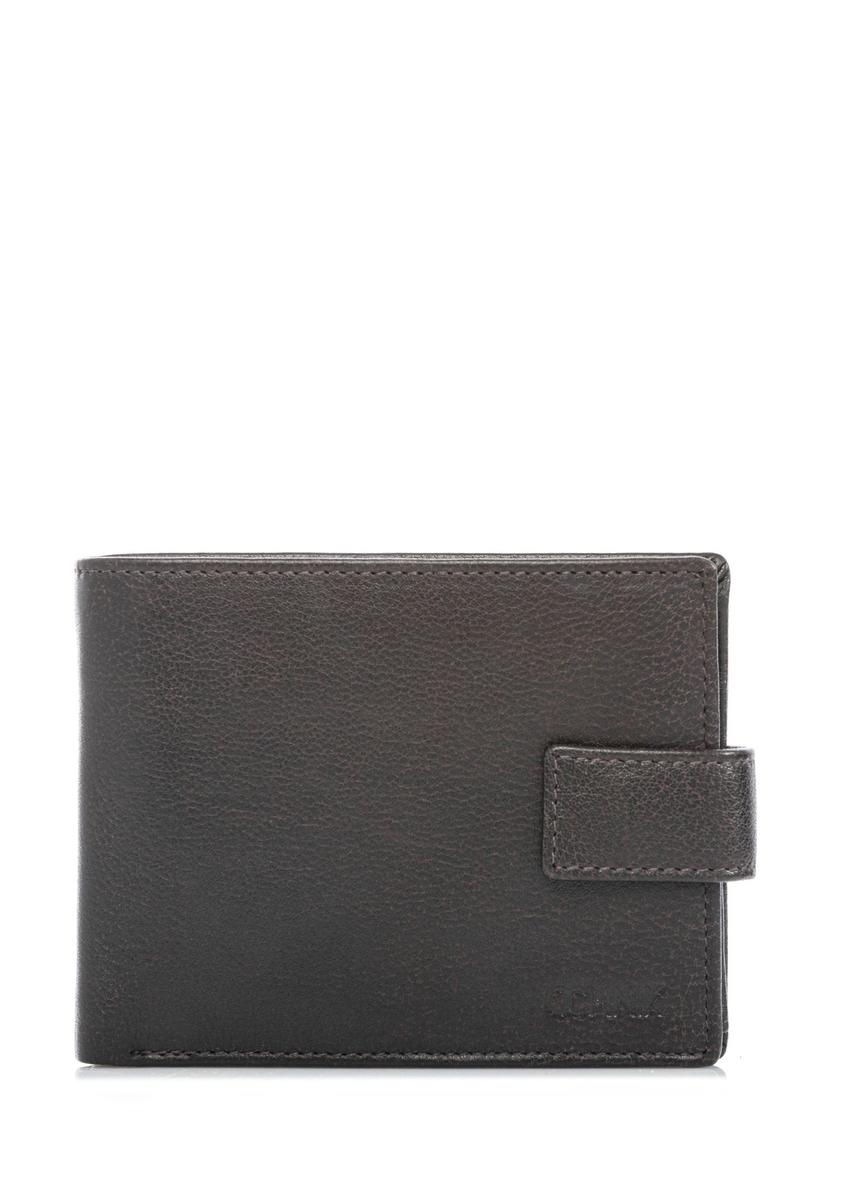 Brown leather men's wallet PORMS-0684-1I(W26) - front product view, on white background.