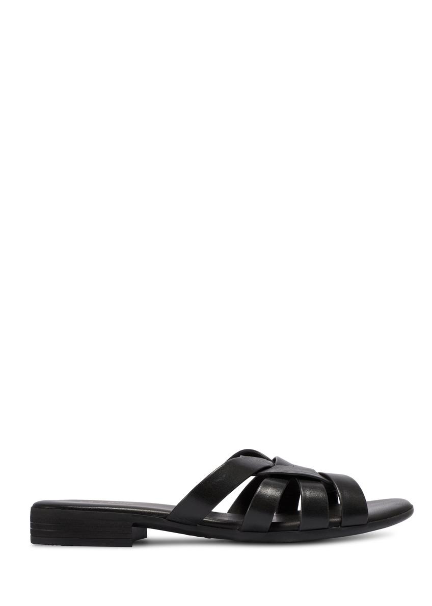 Women's leather flip-flops in black BUTYD-1266-99(W26)