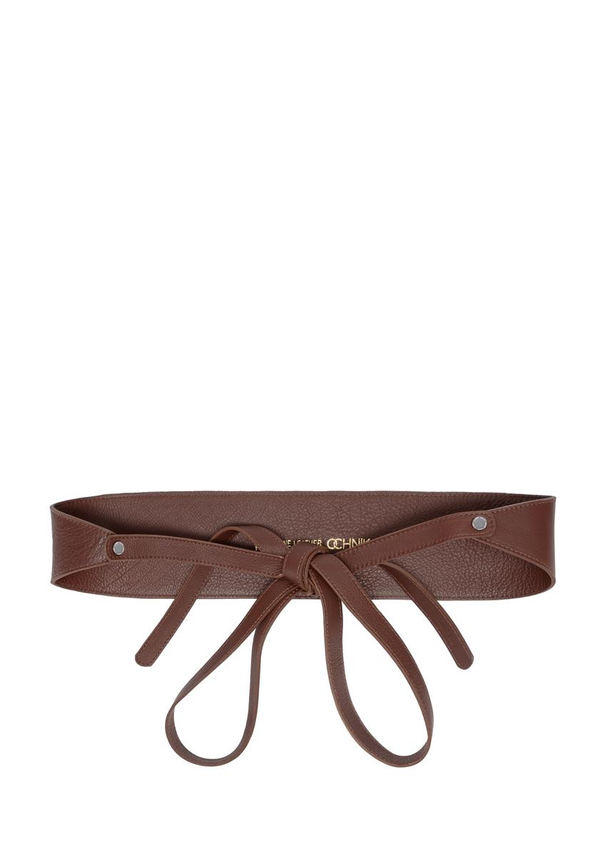 Leather brown tied women's belt PASDS-0180A-89(Z23)-01