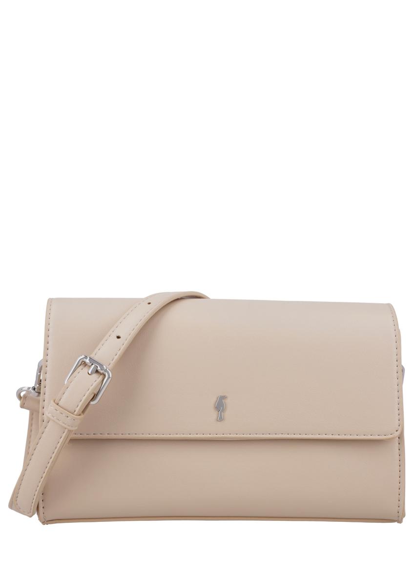 Small women's handbag made of ecru imitation leather TOREC-1324-0B(Z26), front product view, on white background.