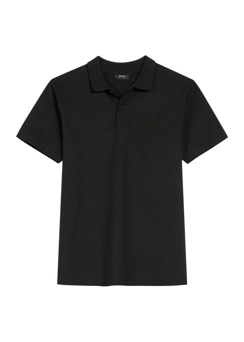 Men's black polo shirt POLMT-0084-99(W26)