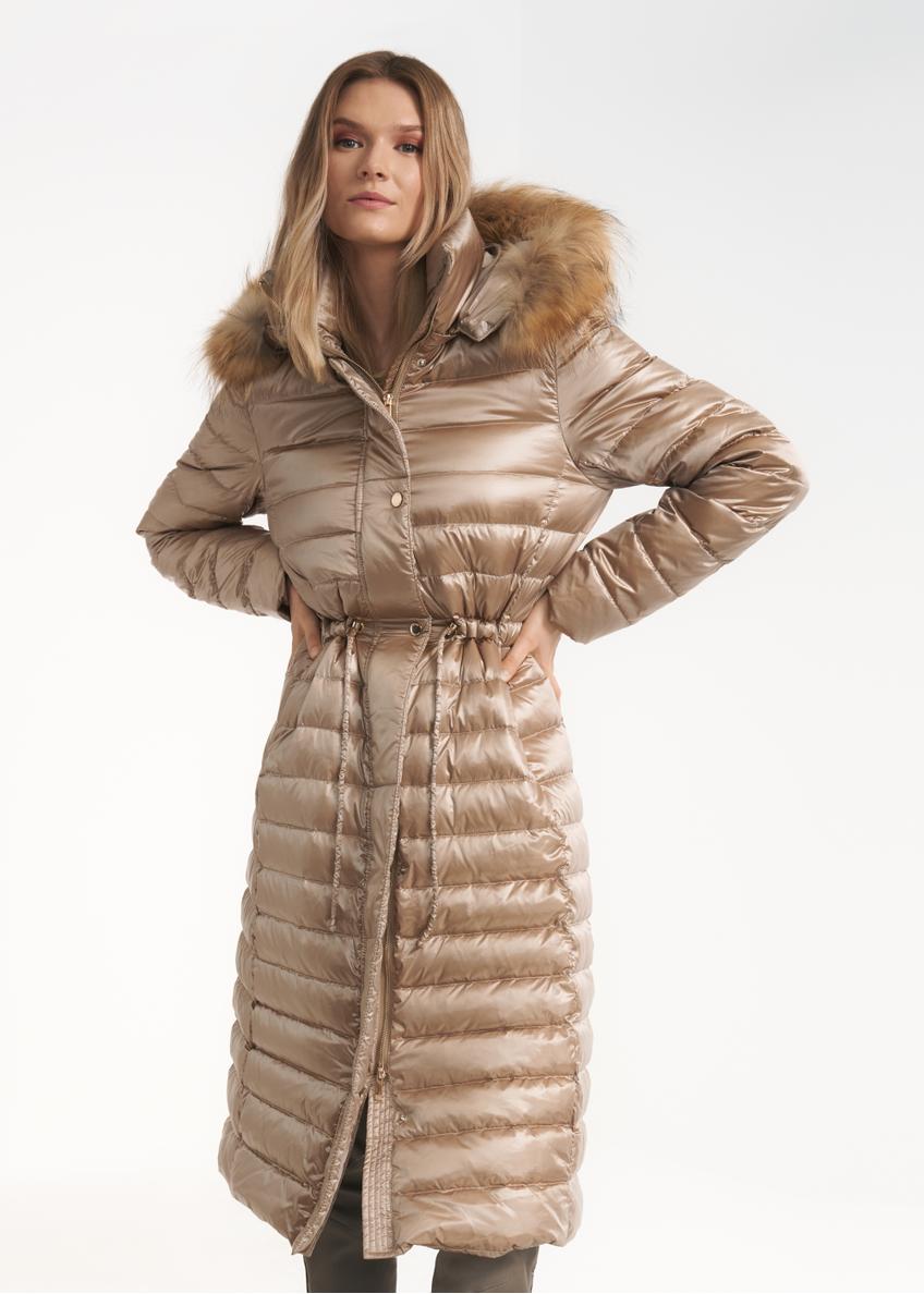 Women's warm jacket in beige color KURDT-0253-81(Z21)-01