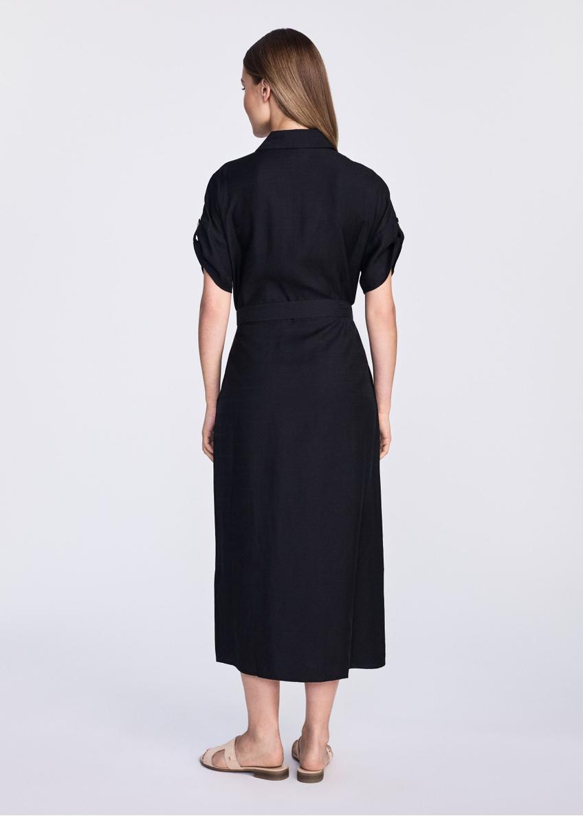 Black long dress with short sleeves SUKDT-0180A-99(W25)