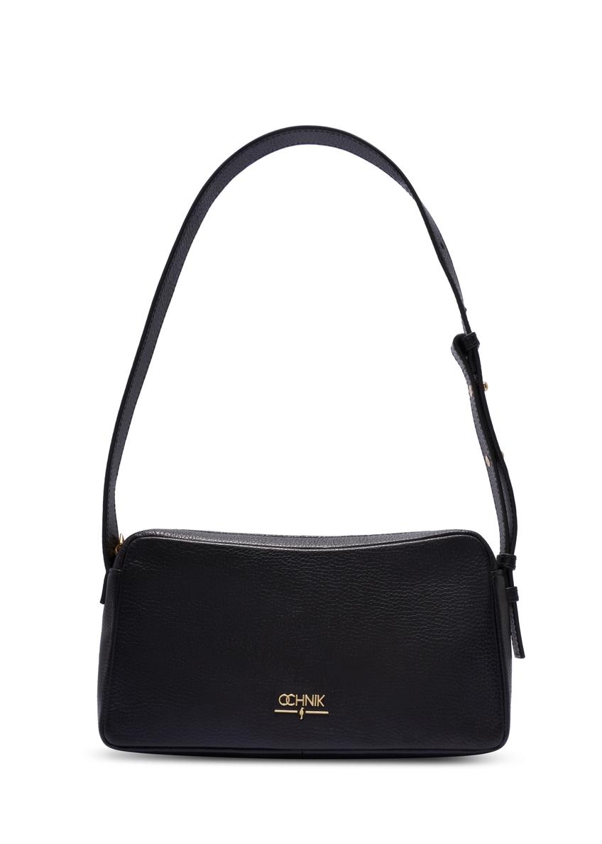 Black leather women's handbag TORES-1277-9I(W26) - front product view, on white background.