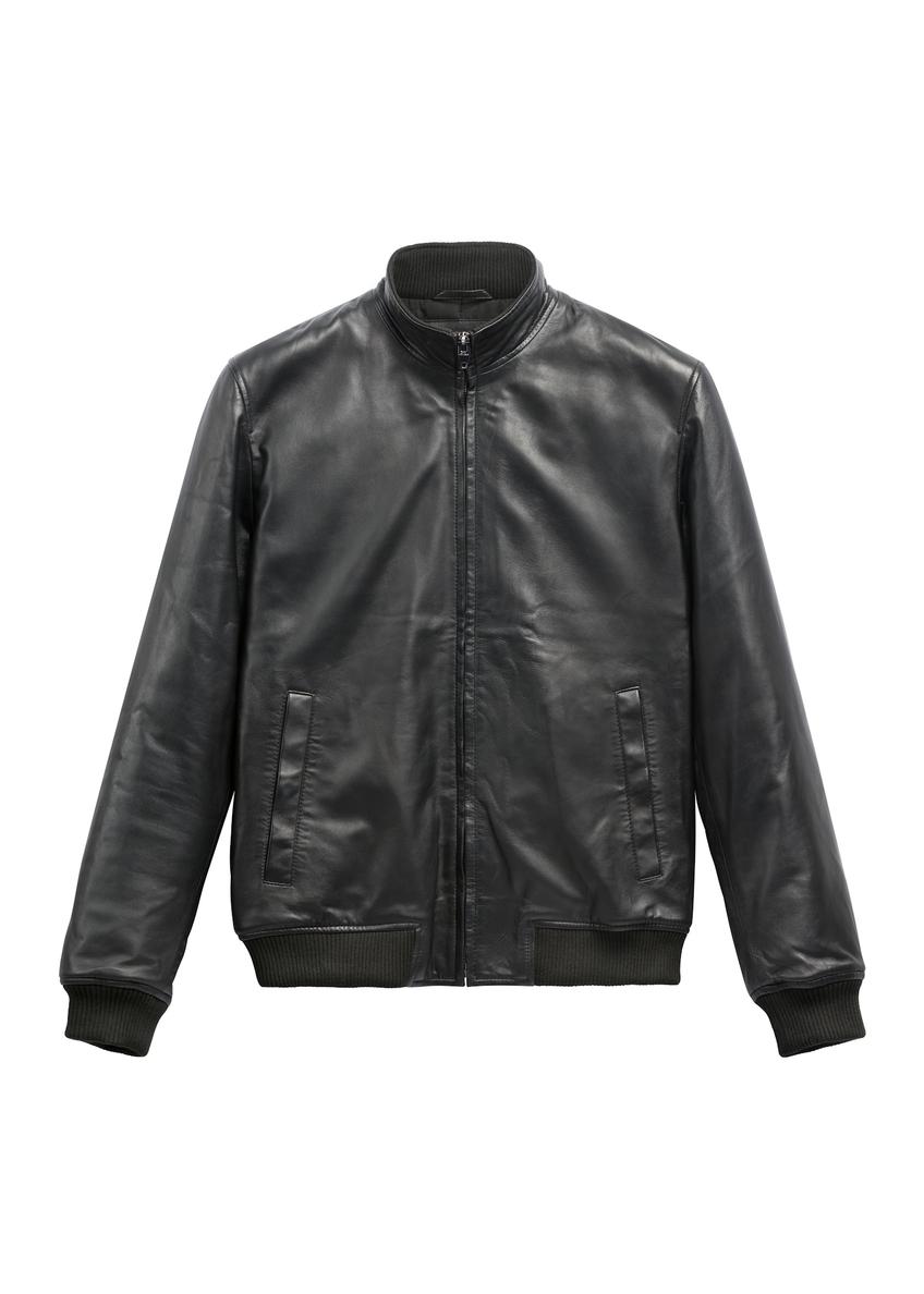 Men's black leather jacket KURMS-0418-99(Z26)