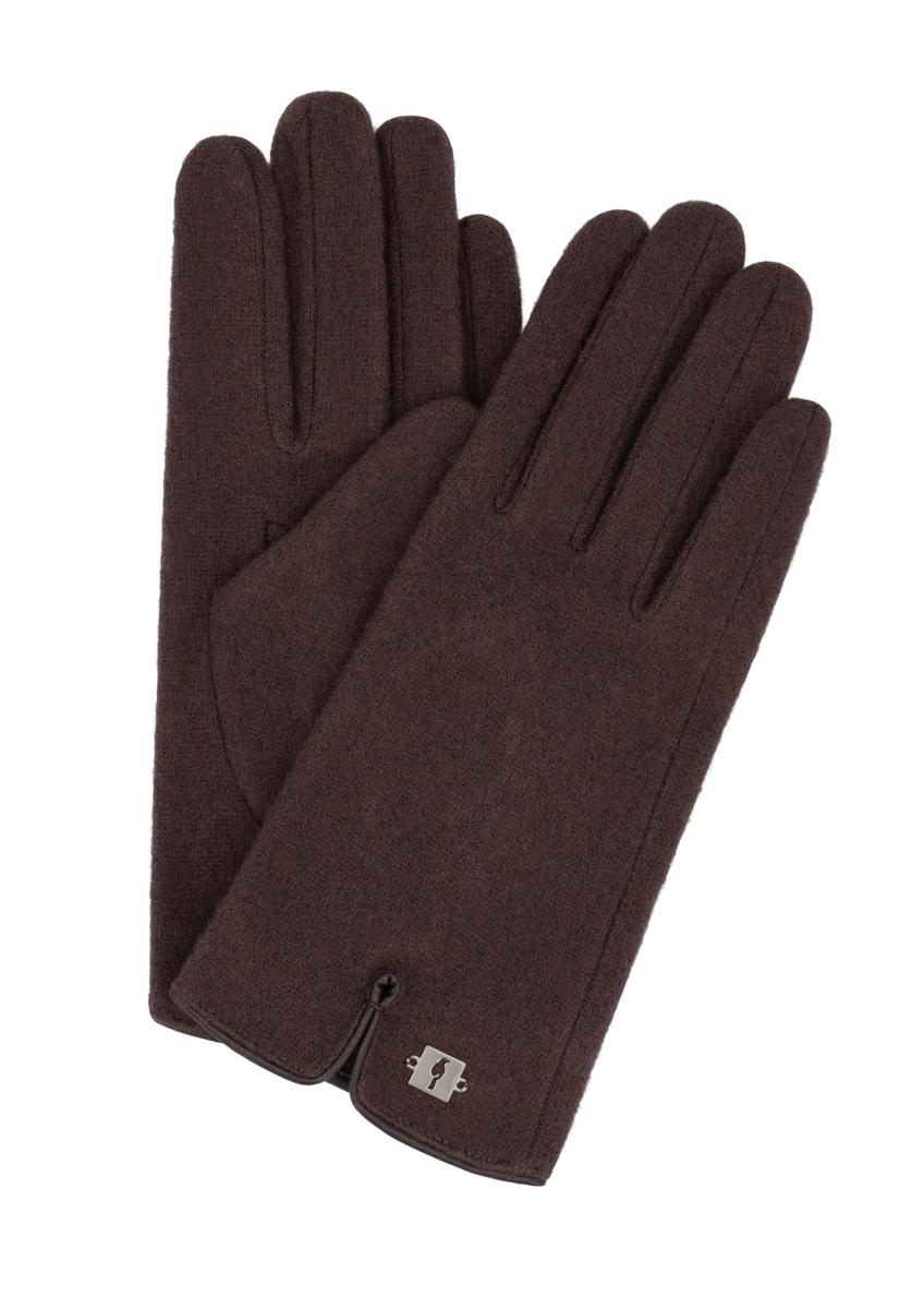 Dark brown women's wool gloves REKDT-0027A-1I(Z26), front product view on white background.