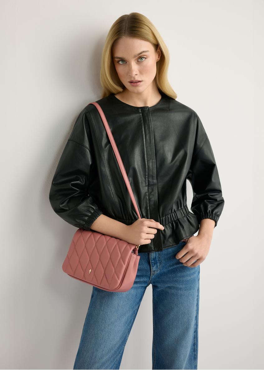 Dark pink women's handbag with stitching TOREC-1151-5D(W26)