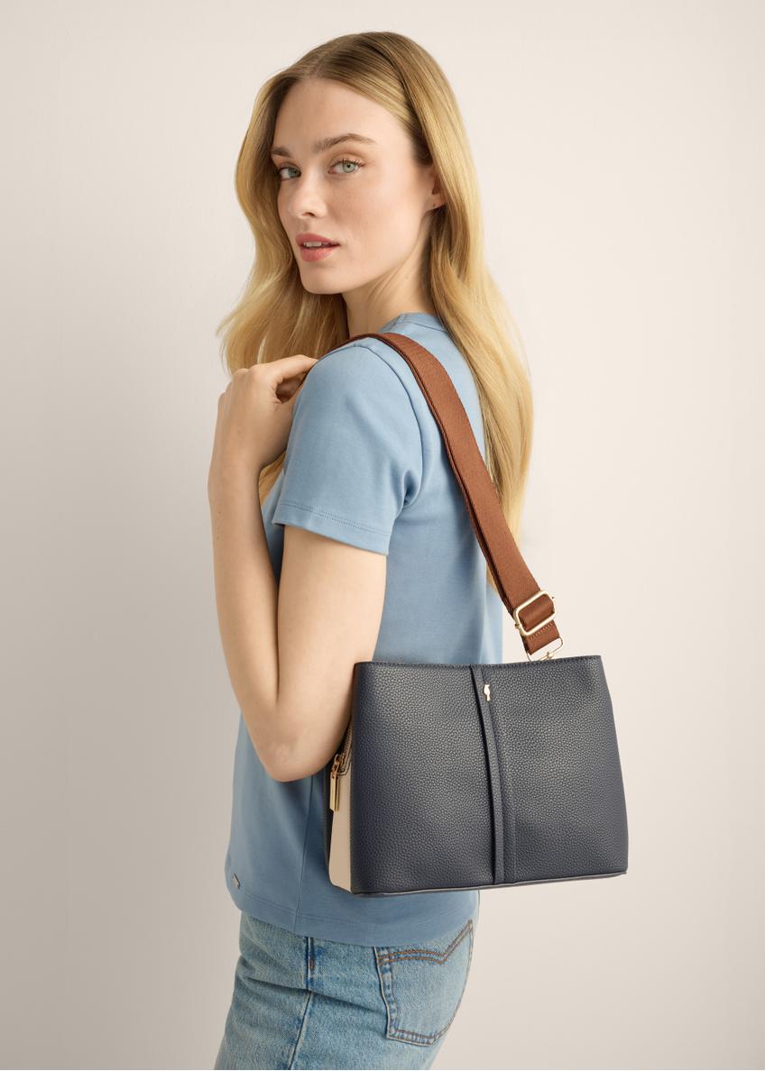 Dark navy blue women's handbag made of imitation leather TOREC-1261-7E(Z26)