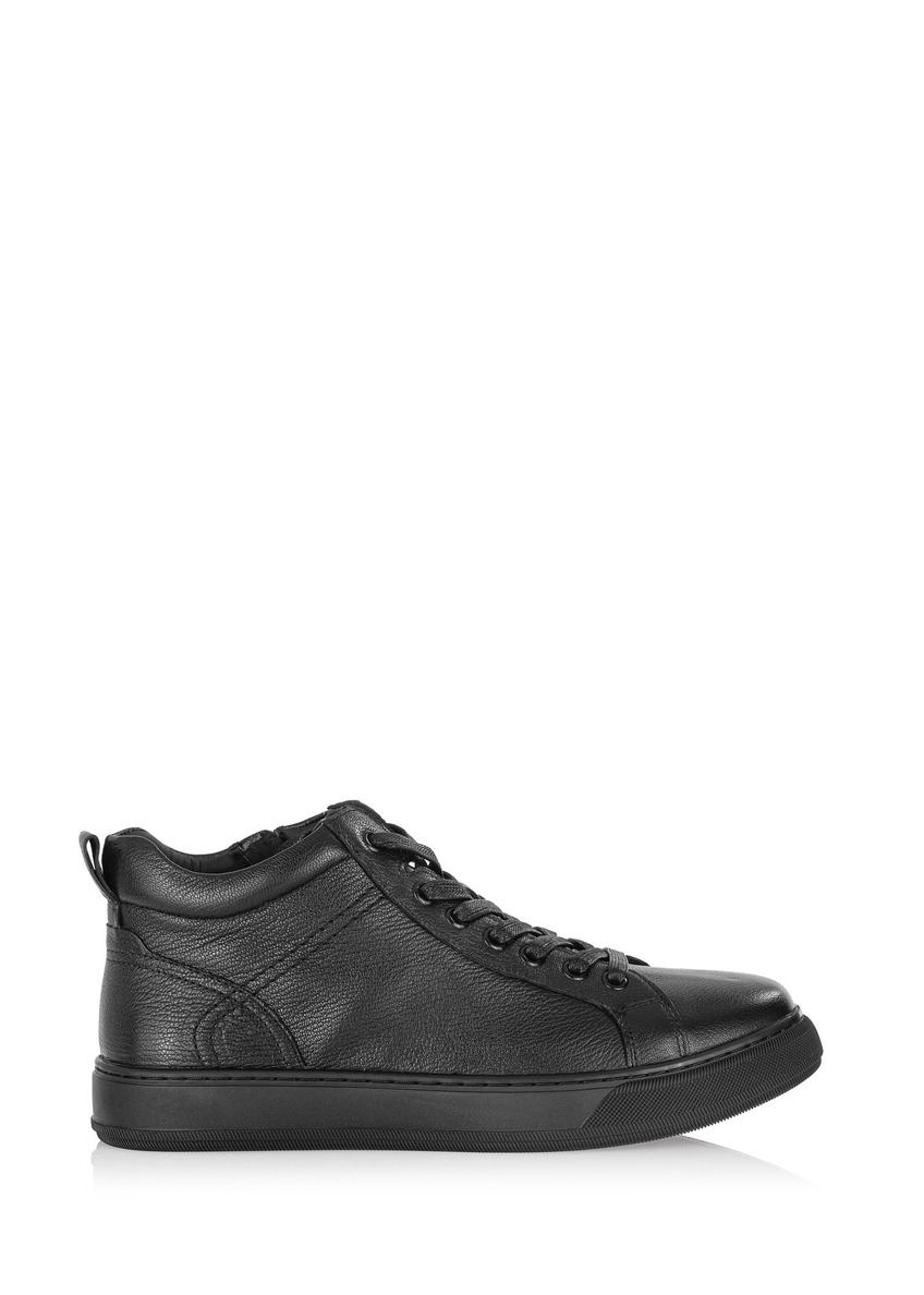 Black leather men's sneakers BUTYM-0466-99(Z24)