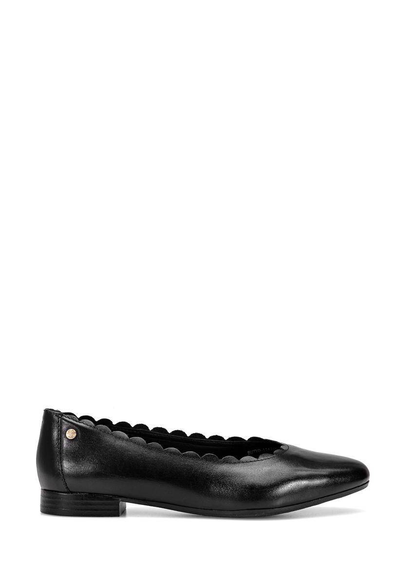 Black leather women's ballet flats BUTYD-1147-99(W25)