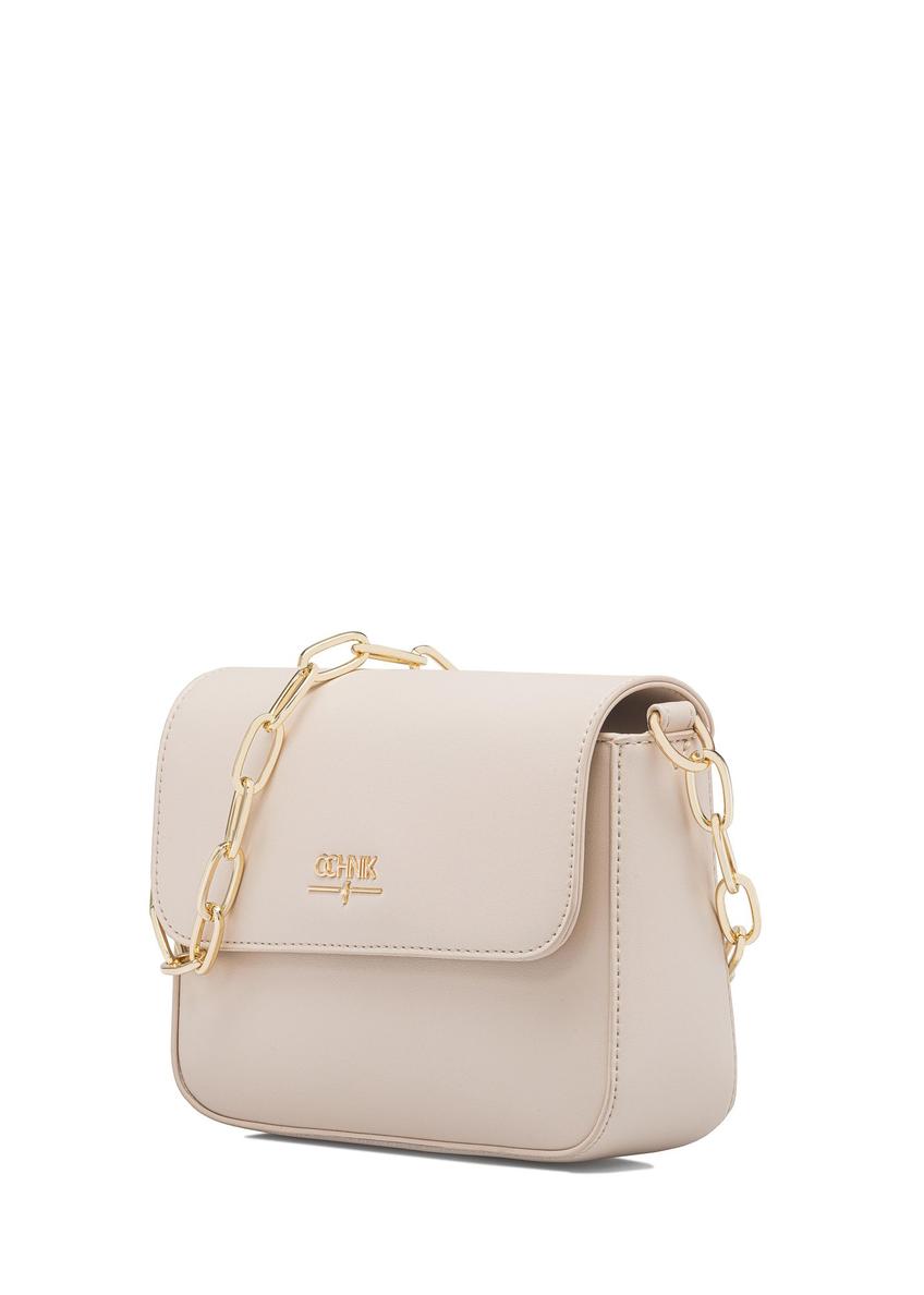 Cream women's messenger bag with chain TOREC-0767B-12(W25)