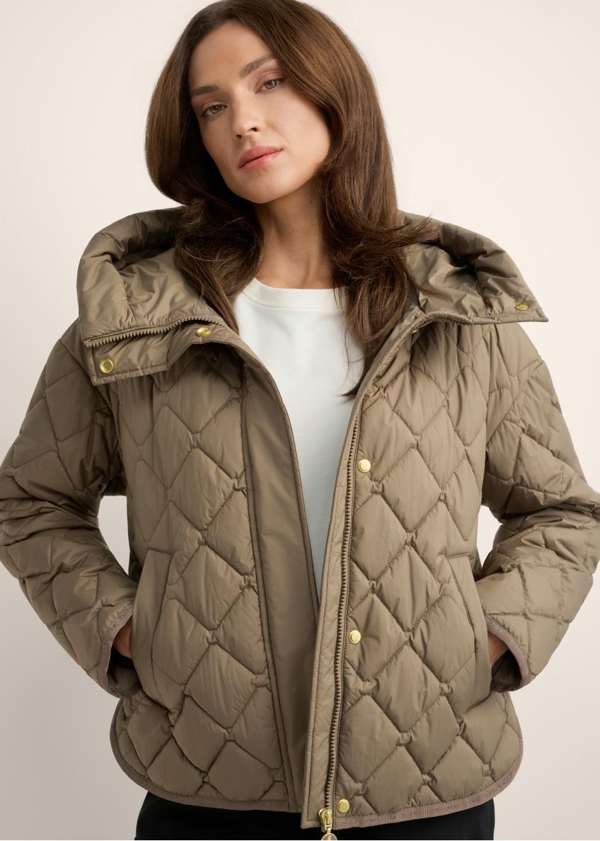 Women's quilted jacket in cool beige KURDT-0588-1K(Z26)