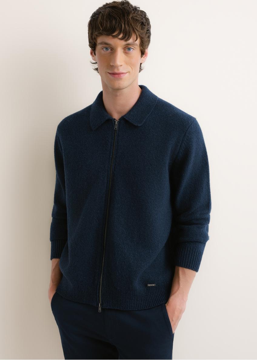 Dark navy men's wool sweater KARMT-0007-7E(Z26)