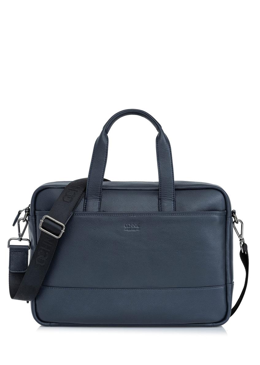 Navy blue leather men's bag TORMS-0015D-69(W25)