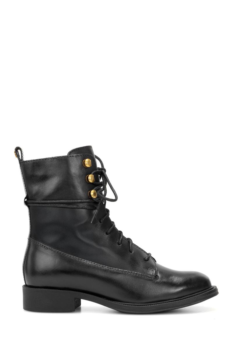 Black leather women's ankle boots BUTYD-1202-99(Z25)