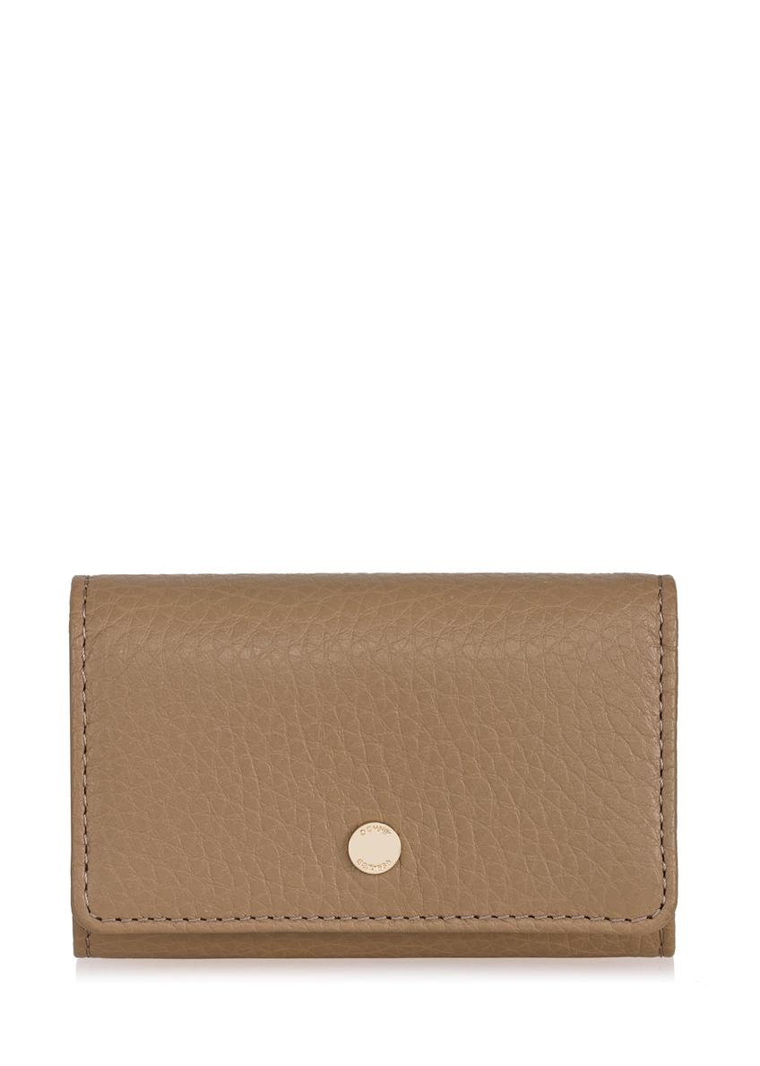 Leather beige women's key case PORES-0894-81(Z23)-07