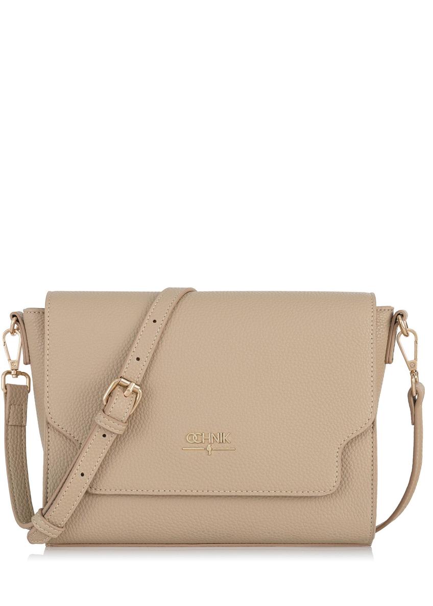 Beige imitation leather women's postbag TOREC-0899-81(W24)-08