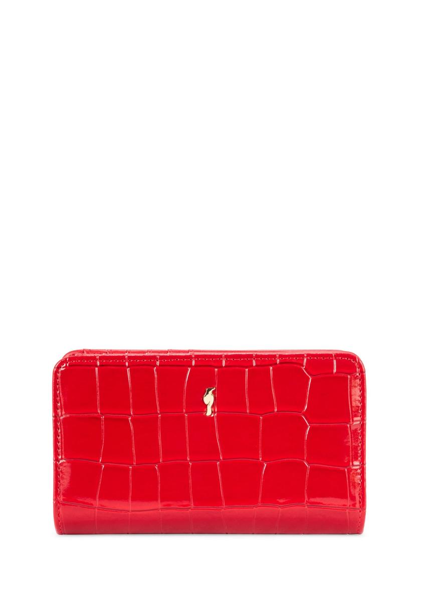 Red women's croco wallet POREC-0353A-42(Z25) - front product view on white background.